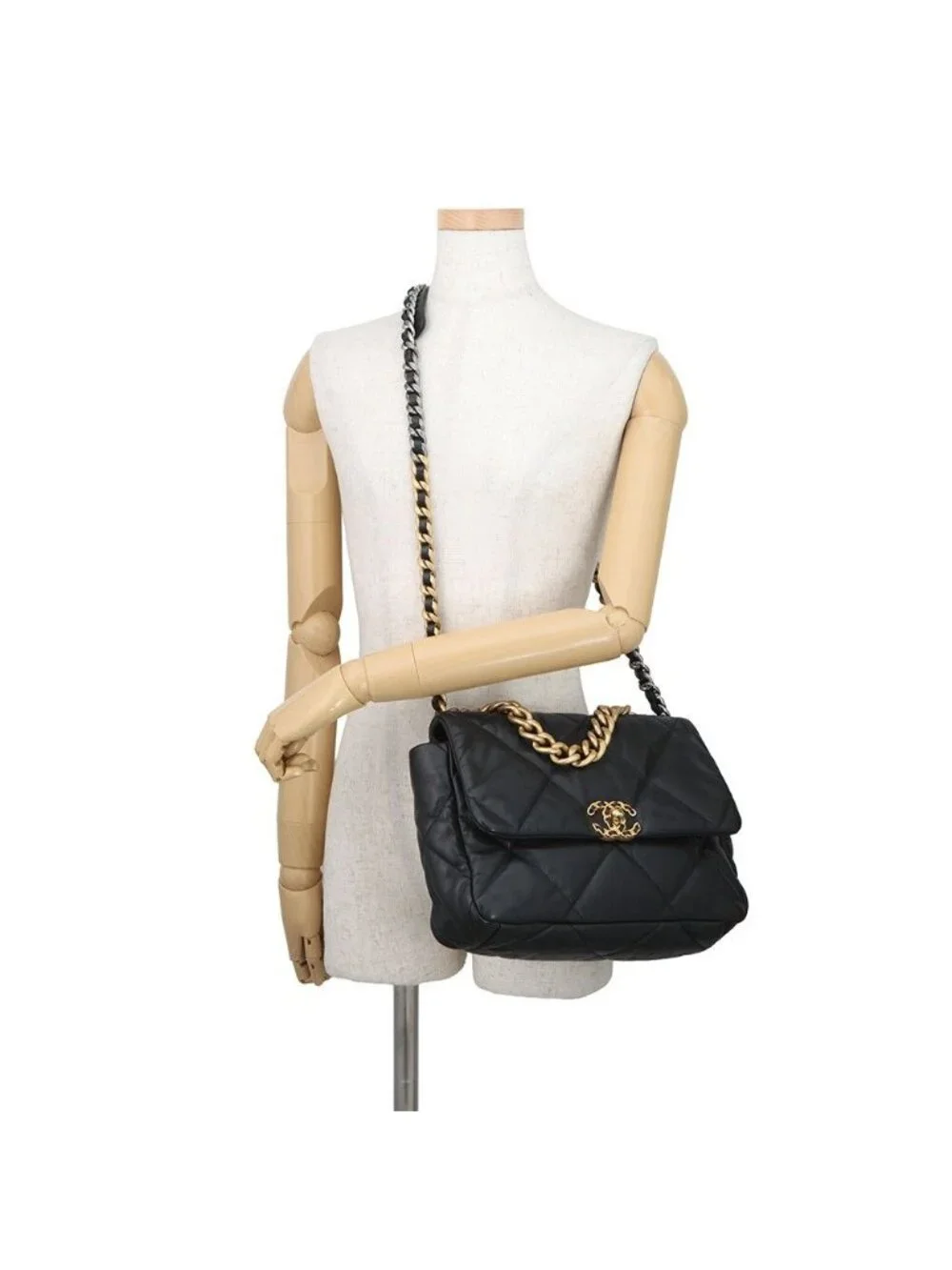 Chanel Chain Shoulder Bag 19 Large Lambskin 2-Way Black
